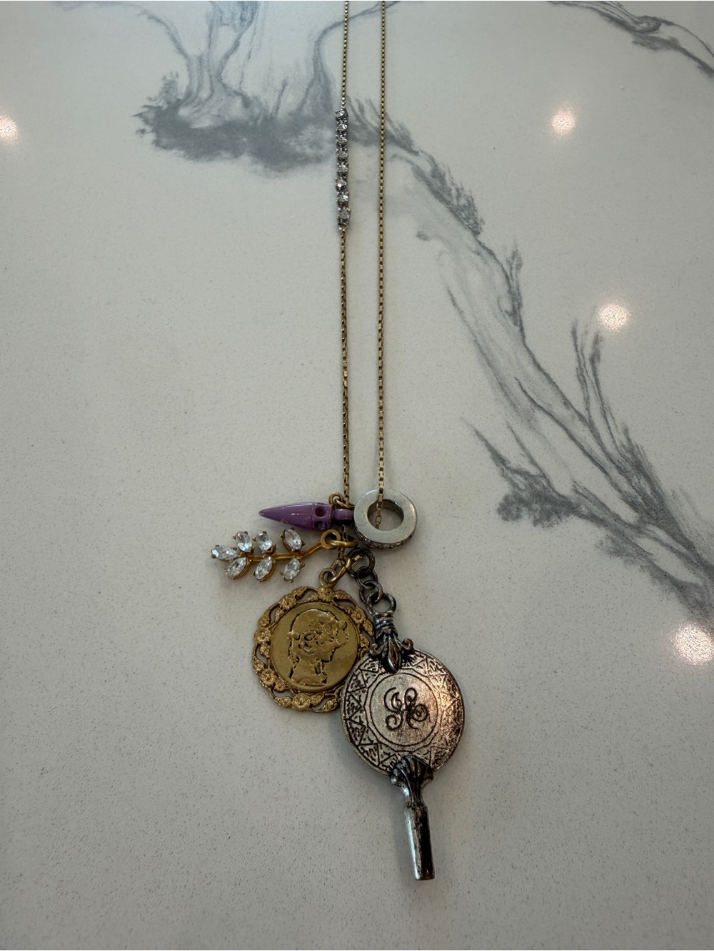Vintage Juicy Couture Gold & Silver Layered Charm Necklace